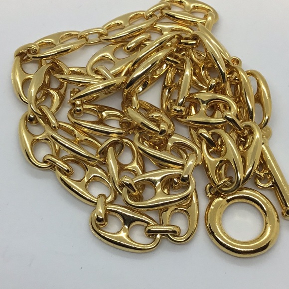 1980’s Carolee Couture Double Mariner Chain Gold Necklace - Picture 8 of 9